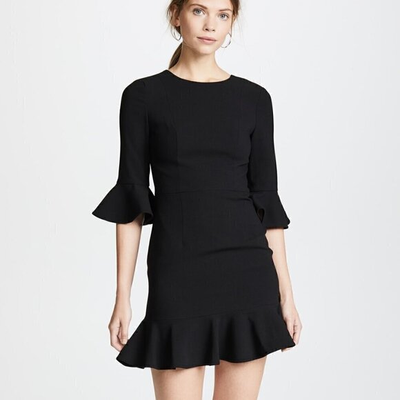BLACK HALO Brooklyn Mini Flutter Dress in Black- NEW- Size 14 - Picture 1 of 8